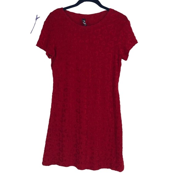 All That Jazz Vintage Red Dress w/Velvet Hearts All Over, 3D Graphic, Love Vibe - Picture 1 of 6